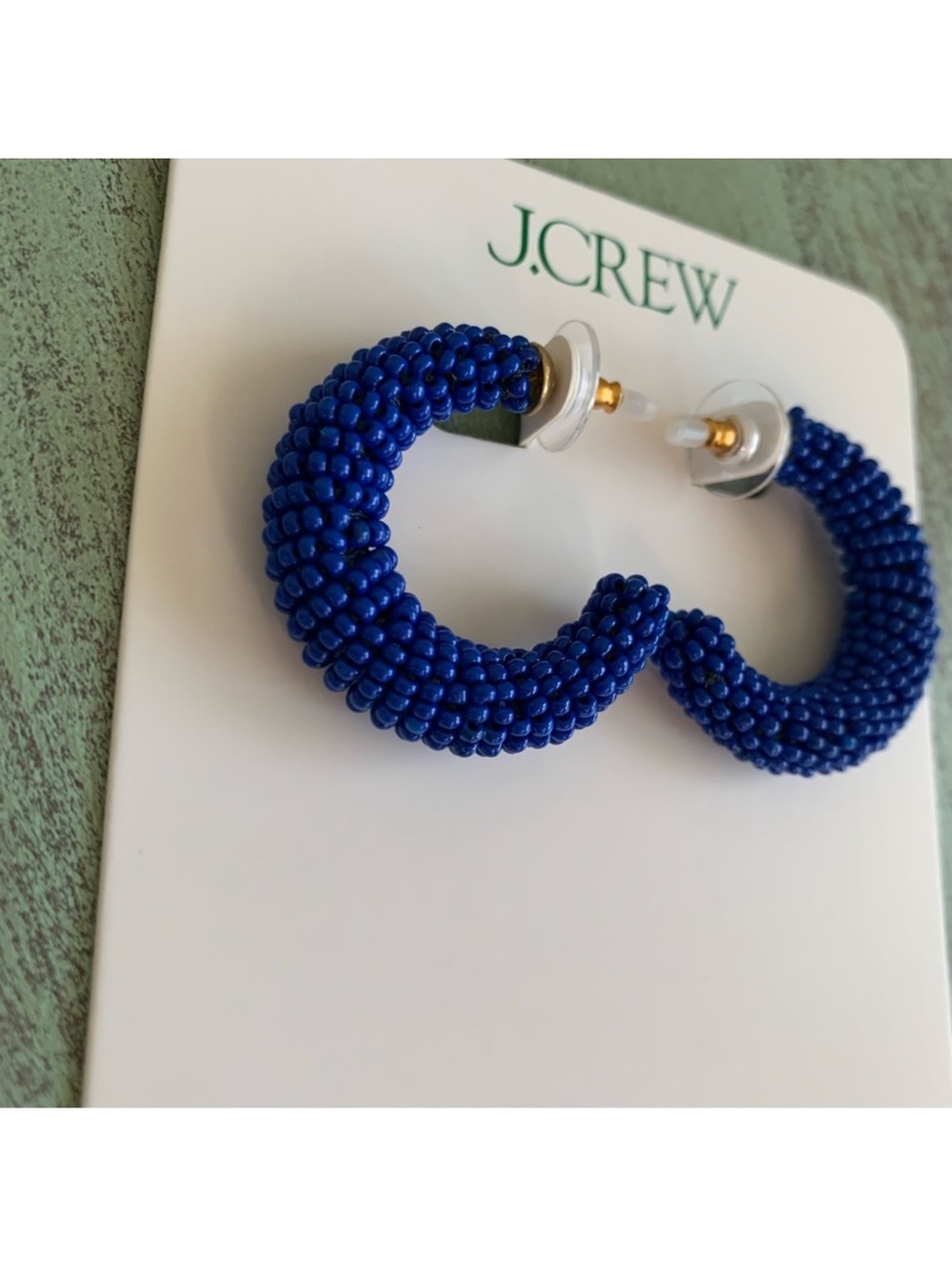 J. Crew Chunky Blue Beaded Hoop
Earrings